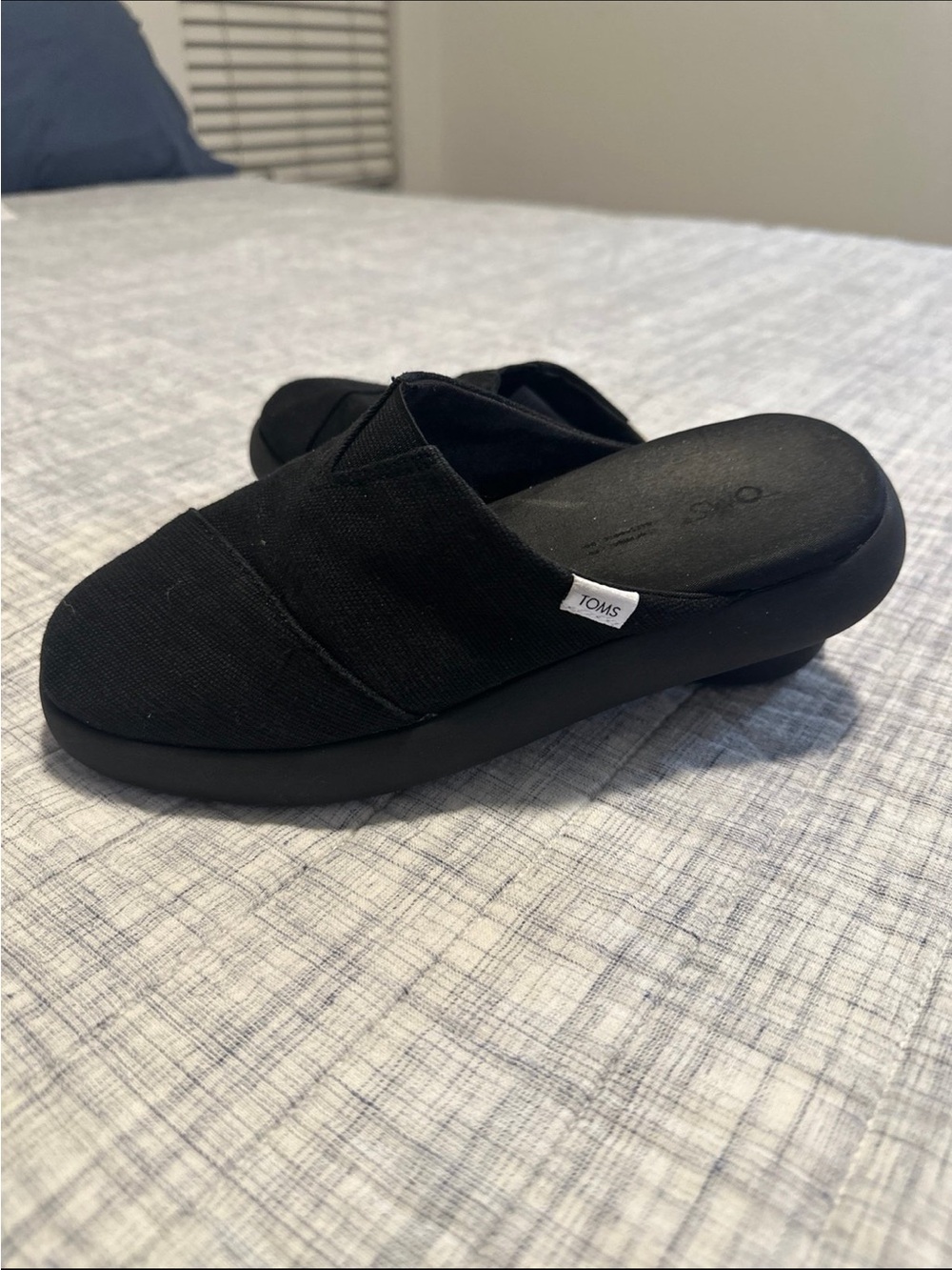 TOMS Kids Black Slip-On Mules